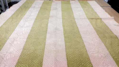 Pink and Fawn Strippy Quilt