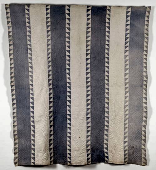 Blue and White Sawtooth Strippy Quilt
